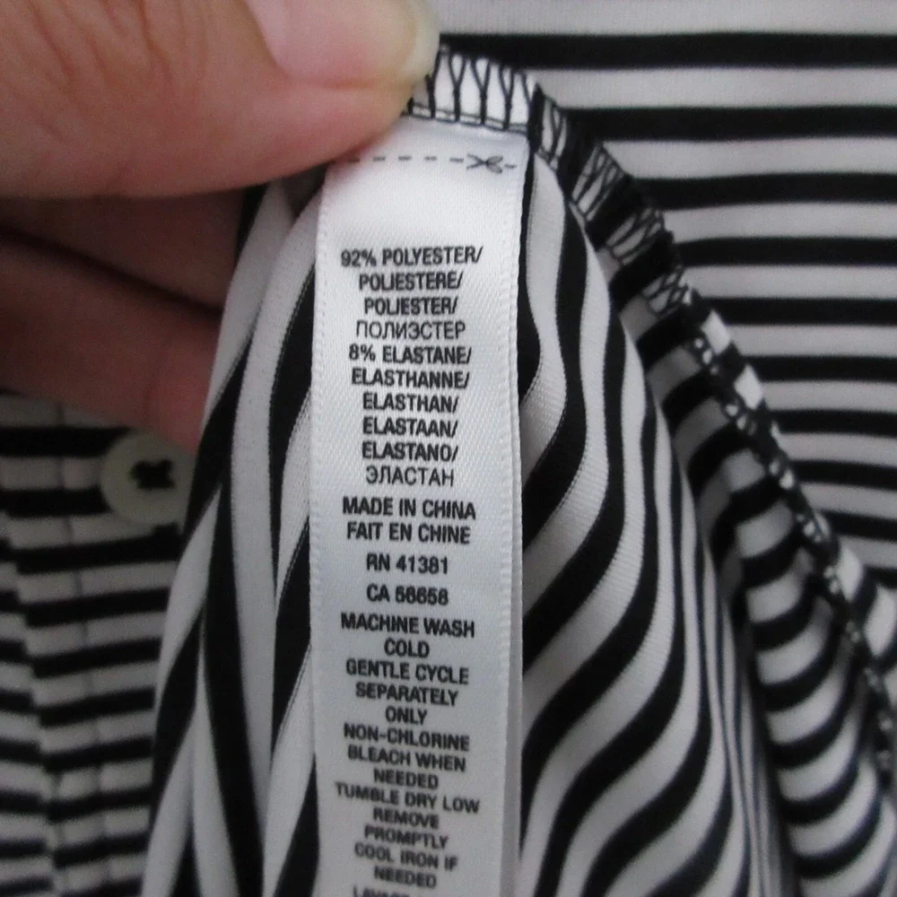 RLX Ralph Lauren Polo Shirt Men Large‎ Stripe Black White Performance Golf